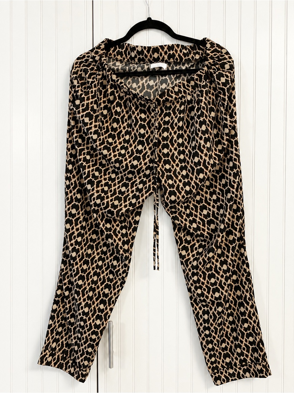 A. Byer Beige and Black Leopard Print Straight Leg Pants